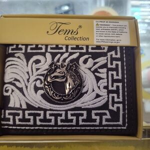 Tea Collection Black and White Embroidered Card Holder